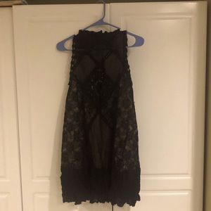Free People Black Lace lined Mini Dress